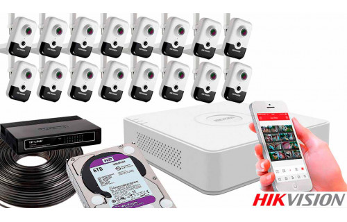 Комплект видеонаблюдения на 16 камер для помещения со звуком 2mp IP